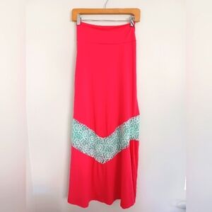 Maxi Skirt with Turquoise Lace Trim (New)